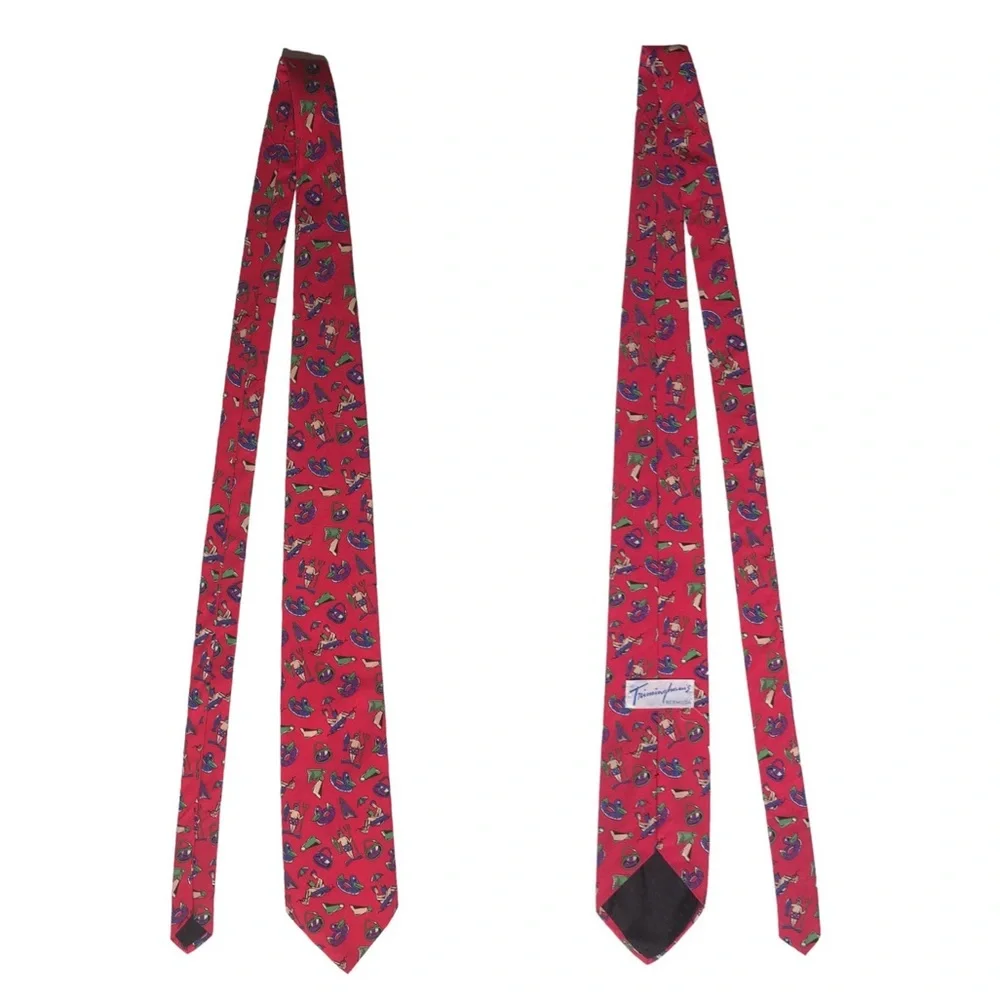 Whimsical Preppy Tie Summer Beach Necktie Fishing Sunbather Fun Triminghams Brit